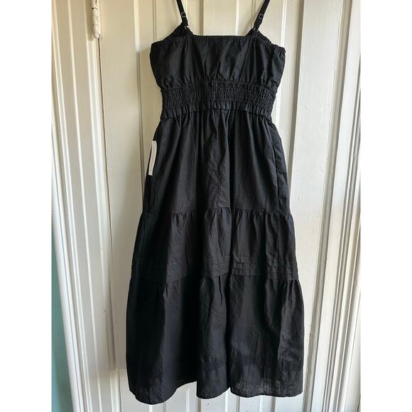Lisa Says Gah Claudia Tiered Midi Dress Black NWT - Picture 5 of 8